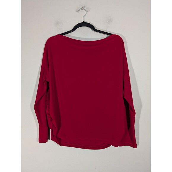 Clara Sun Woo Womens Red Long Sleeve Boat Neck Top Sz XL Mature Mob Wife Modest - Picture 1 of 8